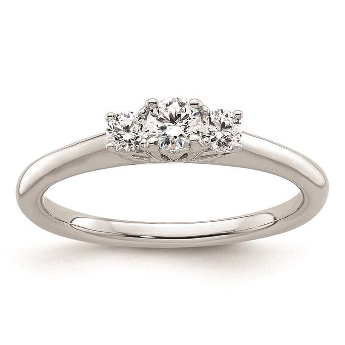 High-Quality 14K White Gold 3-Stone Engagement Ring Setting, Stylish Design-1