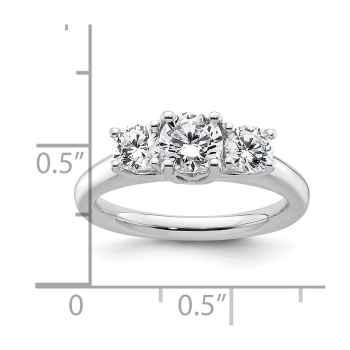 Buy Luxury 14K White Gold 3-Stone Engagement Ring Setting for 3/4 Carat-7