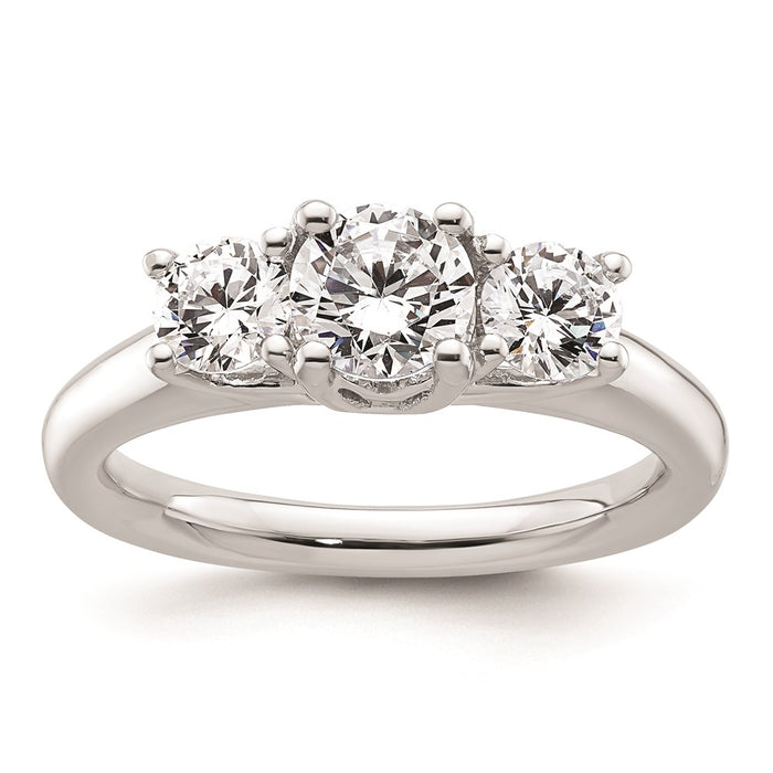 Buy Luxury 14K White Gold 3-Stone Engagement Ring Setting for 3/4 Carat-1