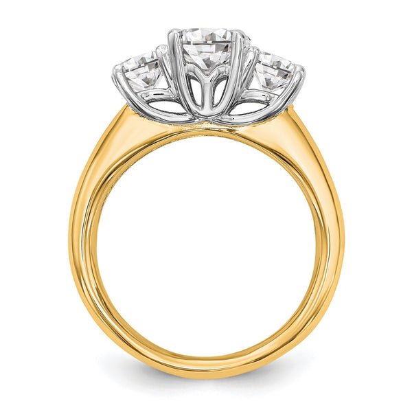14K Two-Tone 3-Stone Engagement Ring Setting for 1 Carat - Style GR1-1023003