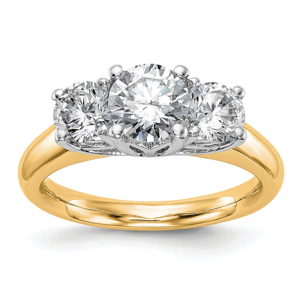 14K Two-Tone 3-Stone Engagement Ring Setting for 1 Carat - Style GR1-1023003