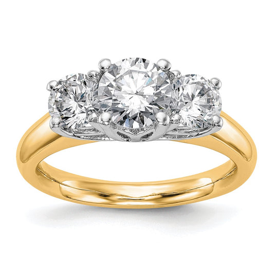 Buy Affordable 14K Two-Tone 3-Stone Engagement Ring Setting for 1 Carat