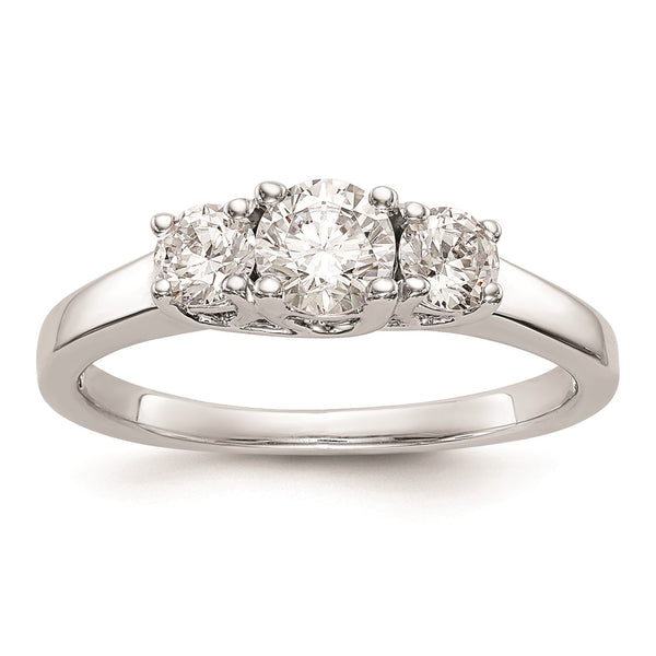 14K White Gold 3-Stone Engagement Ring Setting - 3/8 Carat
