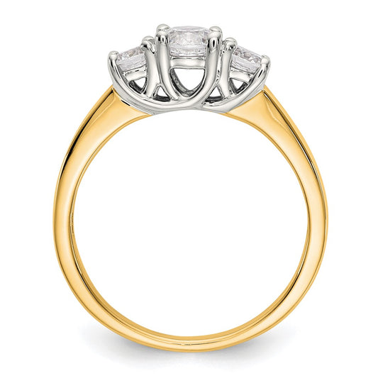 Buy Exclusive 14K Two-Tone 3-Stone Engagement Ring Setting - Stylish 3/8 Carat