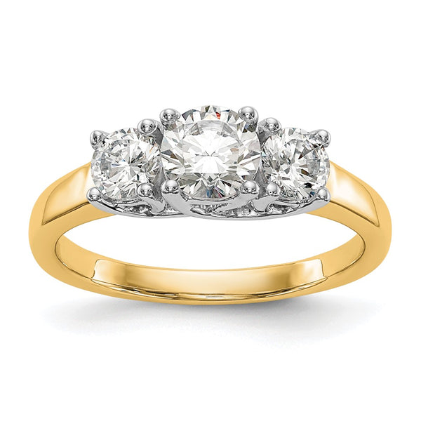 14K Two-Tone Engagement Ring Setting for 1/2 Carat Gemstones