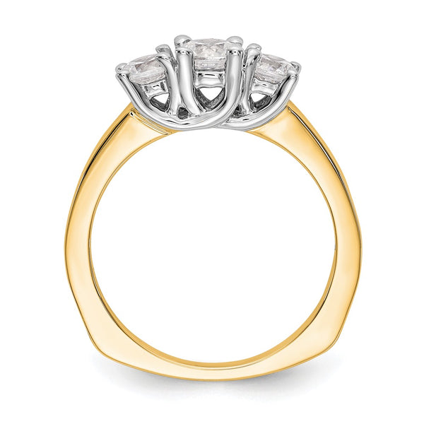 14K Two-Tone Engagement Ring Setting - 3-Stone, 1/2 Carat