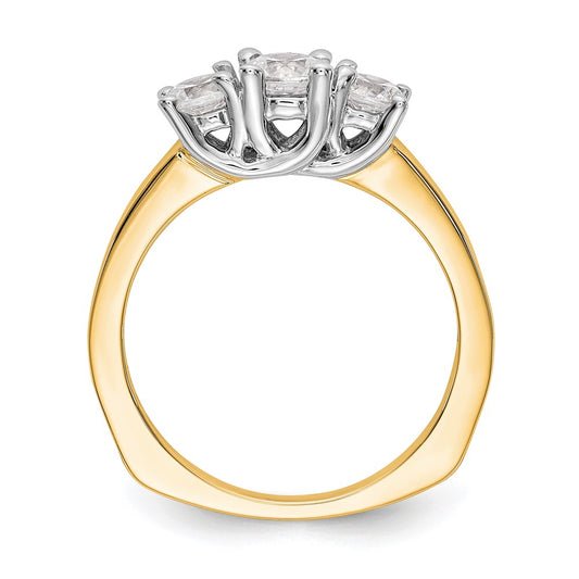 High-Quality 14K Two-Tone Engagement Ring Setting | 3-Stone Style, 1/2 Carat