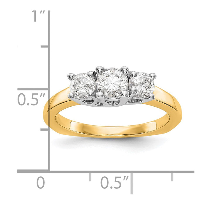 High-Quality 14K Two-Tone Engagement Ring Setting | 3-Stone Style, 1/2 Carat-3