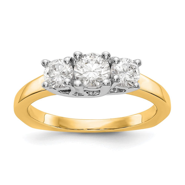 14K Two-Tone Engagement Ring Setting - 3-Stone, 1/2 Carat