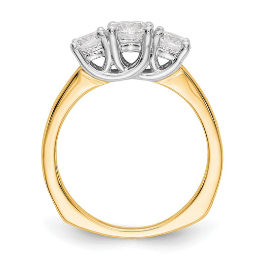 Exclusive 14K Two-Tone Engagement Ring Setting - Affordable 3-Stone Style