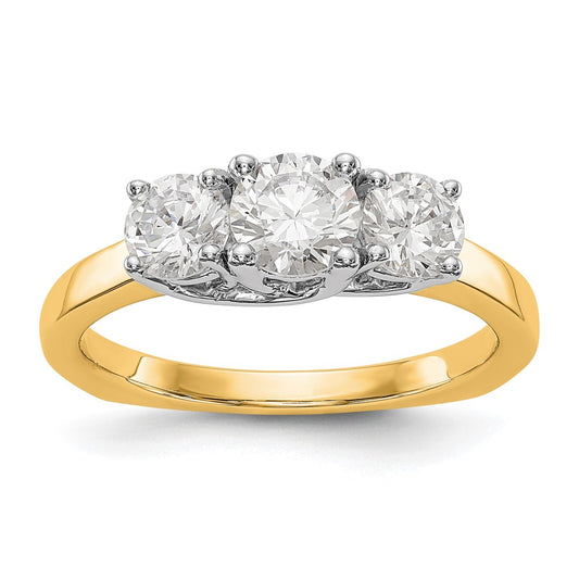 Exclusive 14K Two-Tone Engagement Ring Setting - Affordable 3-Stone Style