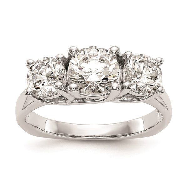 14K White Gold 3-Stone Engagement Ring Setting, 1 Carat
