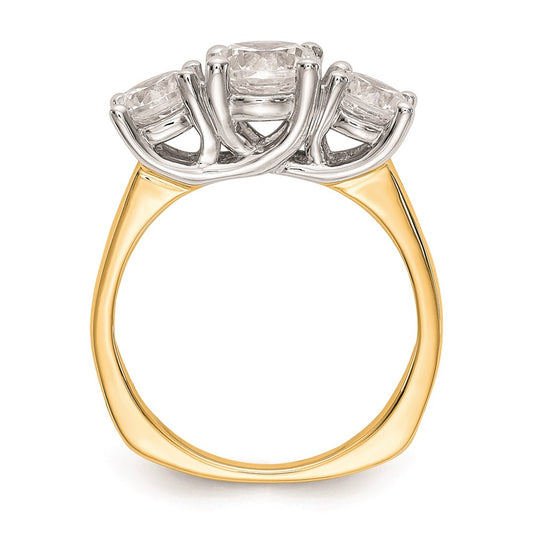 Exclusive 14K Two-Tone 3-Stone Engagement Ring for 1.25 Carat Center - Stylish Value