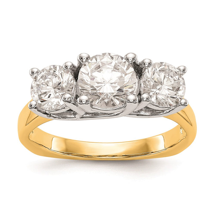 Exclusive 14K Two-Tone 3-Stone Engagement Ring for 1.25 Carat Center - Stylish Value-1