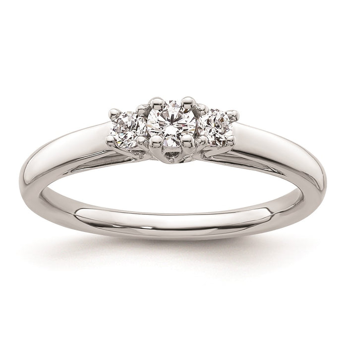 Buy Exclusive 14K White Gold 3-Stone Engagement Ring Setting, 1/8 Carat Value-1