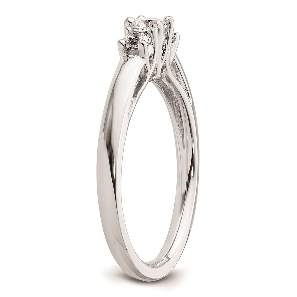 Exclusive 14K White Gold 3-Stone Engagement Ring Setting, Stylish Value at 1/6 Carat
