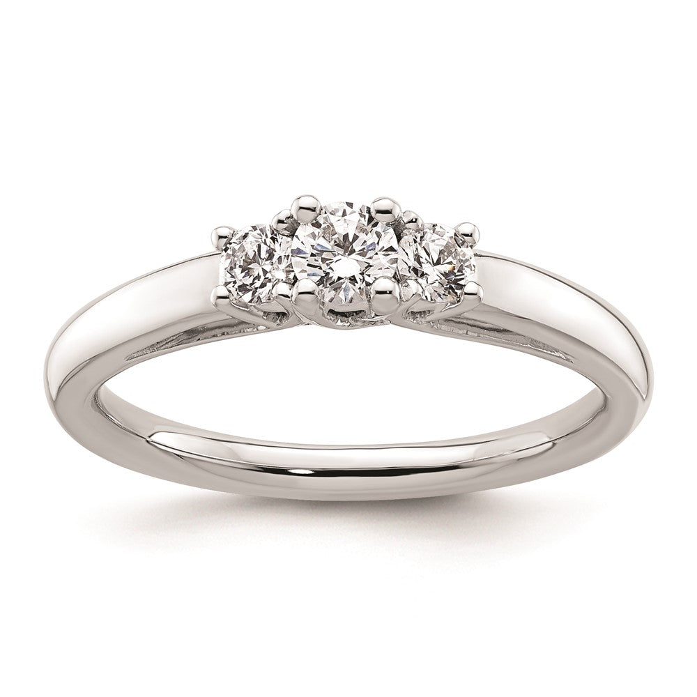 Exclusive 14K White Gold 3-Stone Engagement Ring Setting, Stylish Value at 1/6 Carat