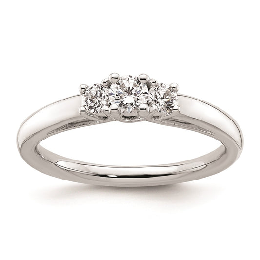 Exclusive 14K White Gold 3-Stone Engagement Ring Setting, Stylish Value at 1/6 Carat