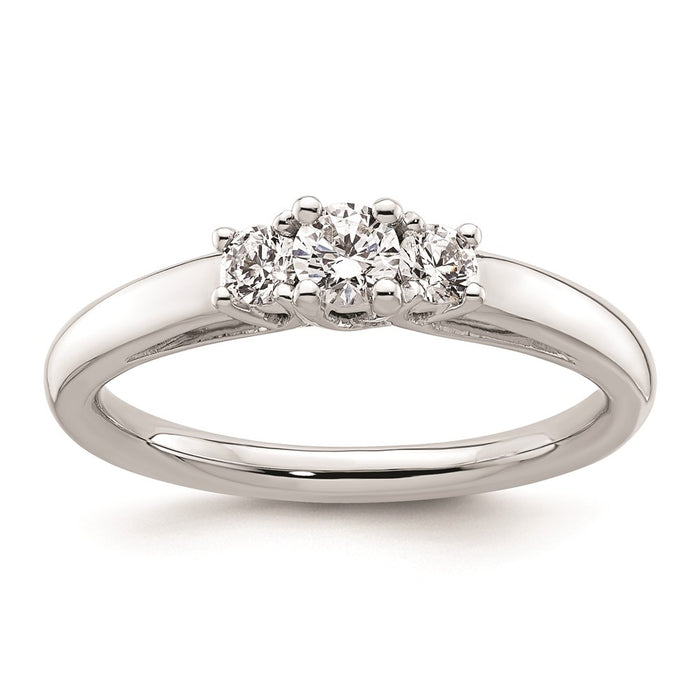 Exclusive 14K White Gold 3-Stone Engagement Ring Setting, Stylish Value at 1/6 Carat-1