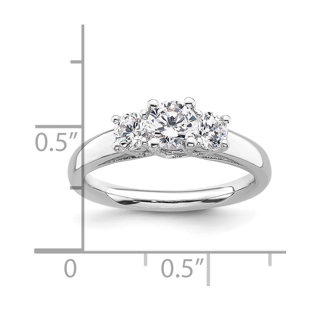 Buy 14K White Gold 3-Stone Engagement Ring Setting - Stylish 1/2 Carat Design