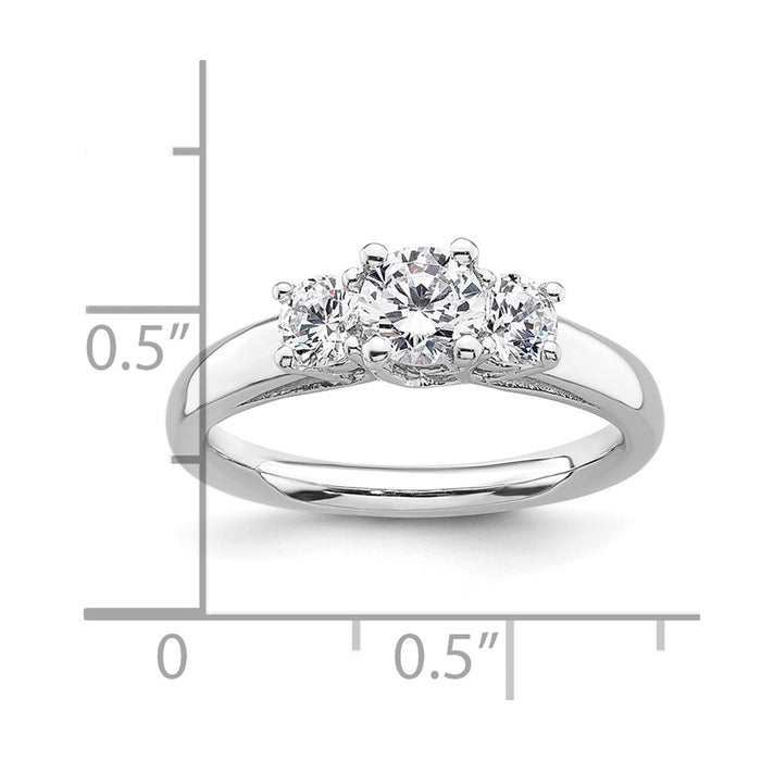 Buy 14K White Gold 3-Stone Engagement Ring Setting - Stylish 1/2 Carat Design-7