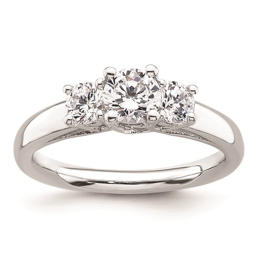 Buy 14K White Gold 3-Stone Engagement Ring Setting - Stylish 1/2 Carat Design