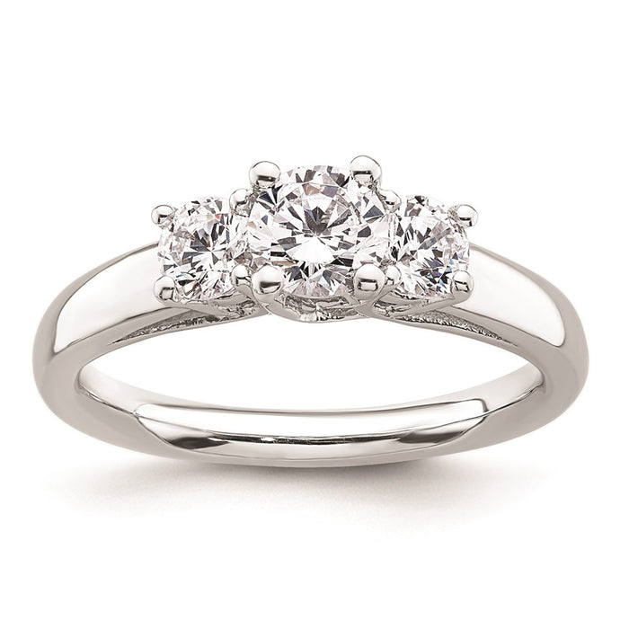 Buy 14K White Gold 3-Stone Engagement Ring Setting - Stylish 1/2 Carat Design-1