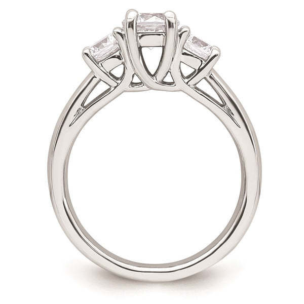 14K White Gold 3-Stone Engagement Ring Setting, 3.4 Carat