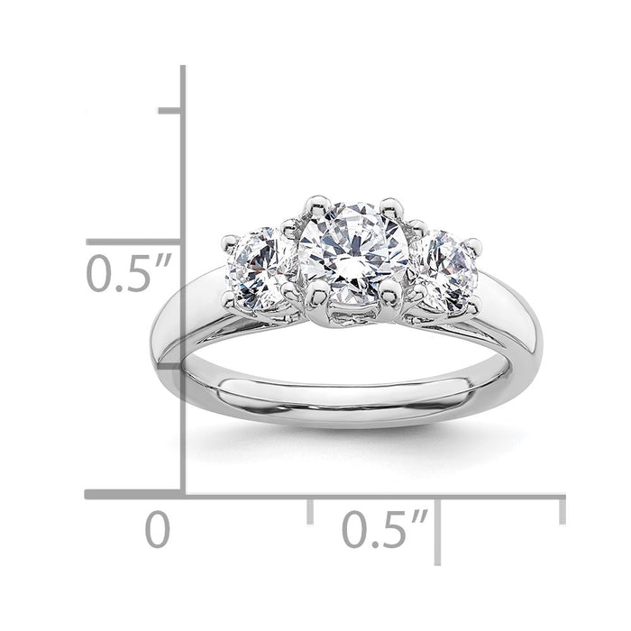 High-Quality 14K White Gold 3-Stone Engagement Ring Setting, Stylish 3.4 Carat-7