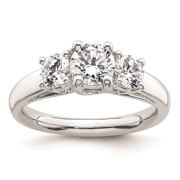 14K White Gold 3-Stone Engagement Ring Setting, 3.4 Carat