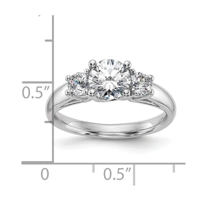 Buy 14K White Gold 3-Stone Engagement Ring Setting for 1 Carat Luxury Design-7
