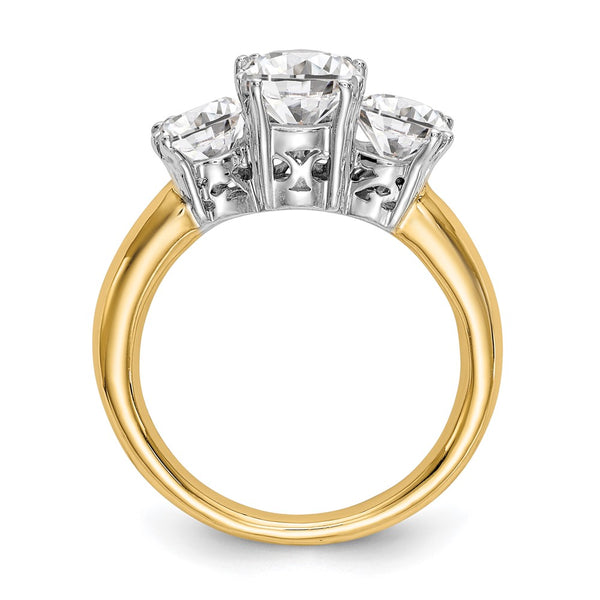 14K Two-Tone Engagement Ring Setting for 6.5mm Center Stone