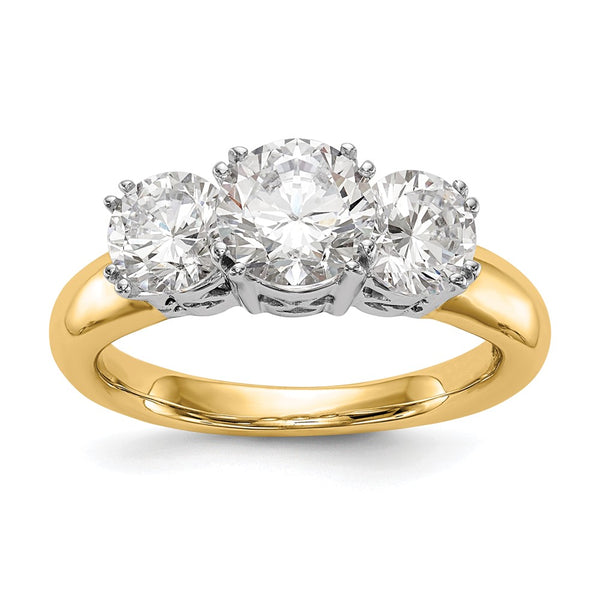 14K Two-Tone Engagement Ring Setting for 6.5mm Center Stone