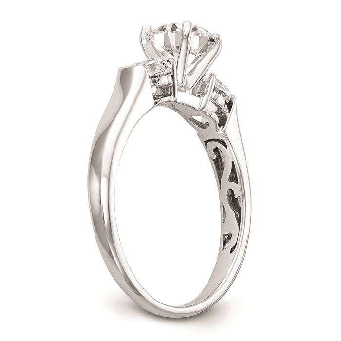 Buy Exclusive 14K White Gold 3-Stone Engagement Ring Setting - 1 Carat-6