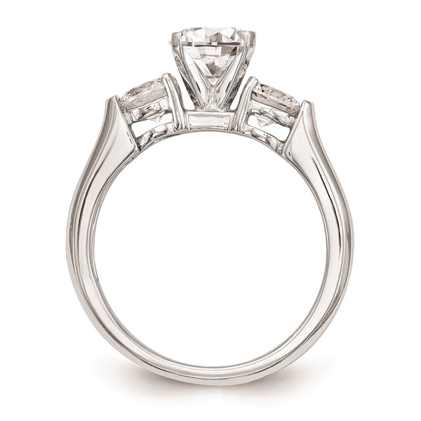 14K White Gold 3-Stone Engagement Ring Setting, 1 Carat Total