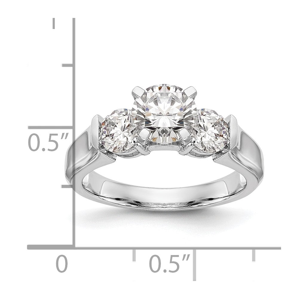 Buy Stylish 14K White Gold 3-Stone Engagement Ring Setting, 1 Carat Total