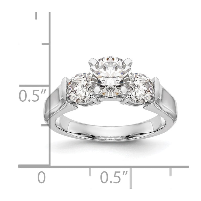 Buy Stylish 14K White Gold 3-Stone Engagement Ring Setting, 1 Carat Total-7