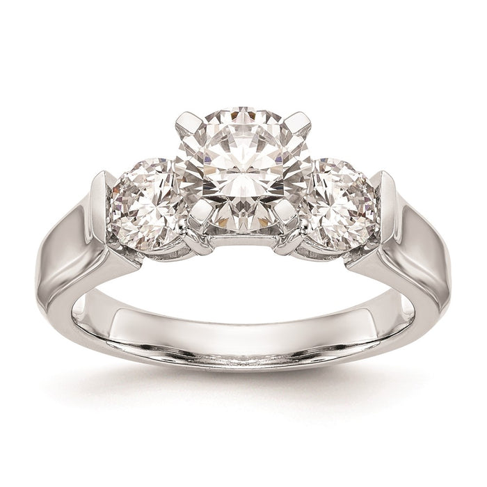 Buy Stylish 14K White Gold 3-Stone Engagement Ring Setting, 1 Carat Total-1