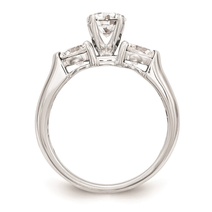 High-Quality 14K White Gold 3-Stone Engagement Ring Setting - Stylish Value!-2