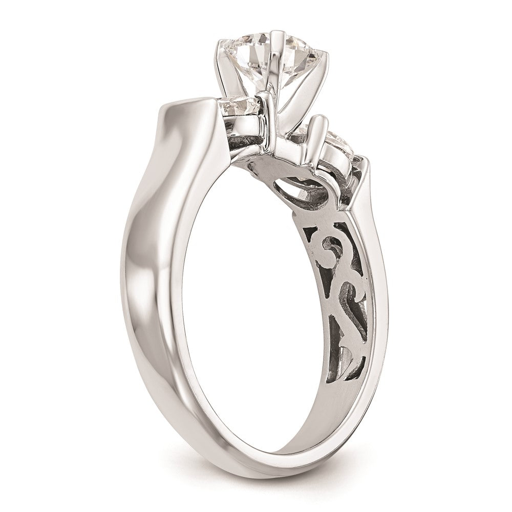 High-Quality 14K White Gold 3-Stone Engagement Ring Setting - Stylish Value!