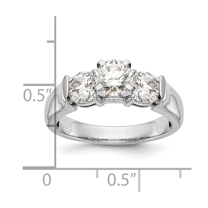 High-Quality 14K White Gold 3-Stone Engagement Ring Setting - Stylish Value!-7