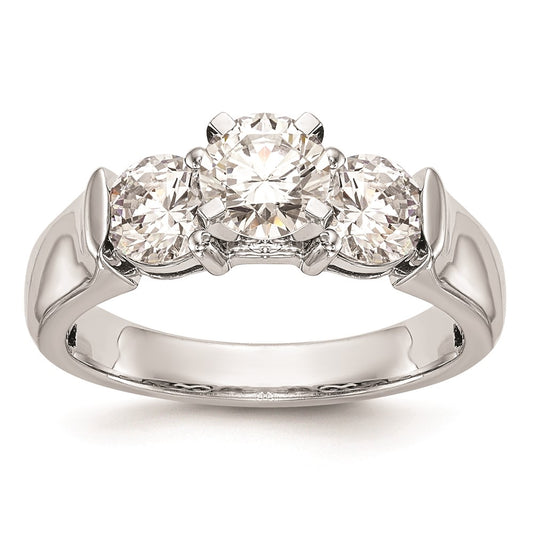 High-Quality 14K White Gold 3-Stone Engagement Ring Setting - Stylish Value!