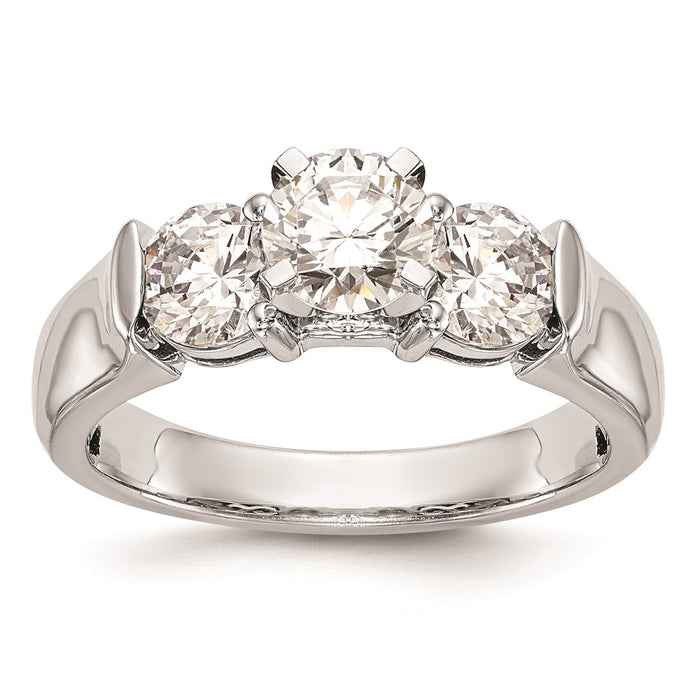 High-Quality 14K White Gold 3-Stone Engagement Ring Setting - Stylish Value!-1