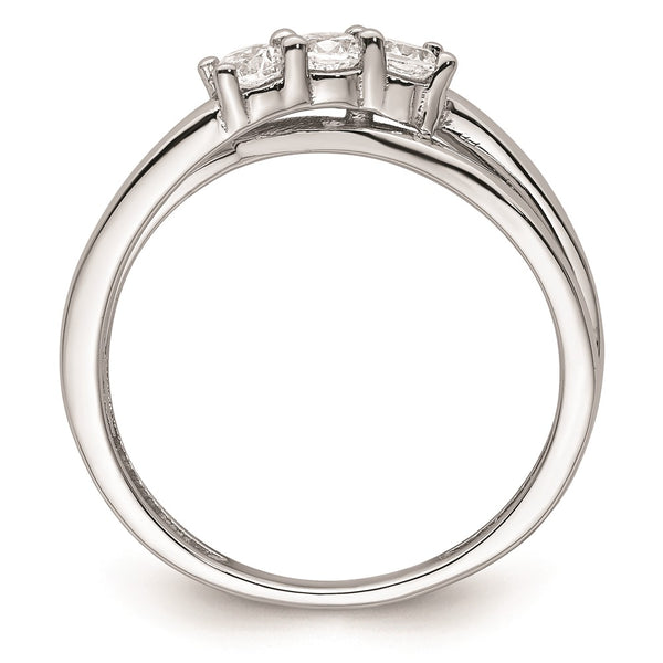 14K White Gold 3-Stone Engagement Ring Setting - 1/10 Carat