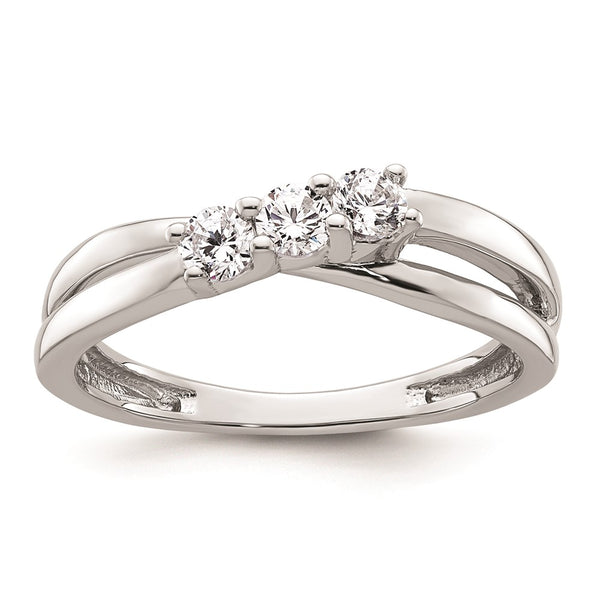 14K White Gold 3-Stone Engagement Ring Setting - 1/10 Carat
