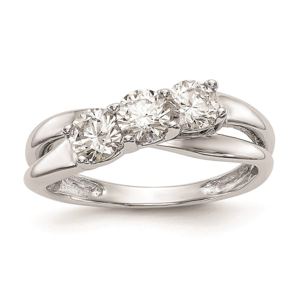 14K White Gold 3-Stone Engagement Ring Setting - 1/3 Carat