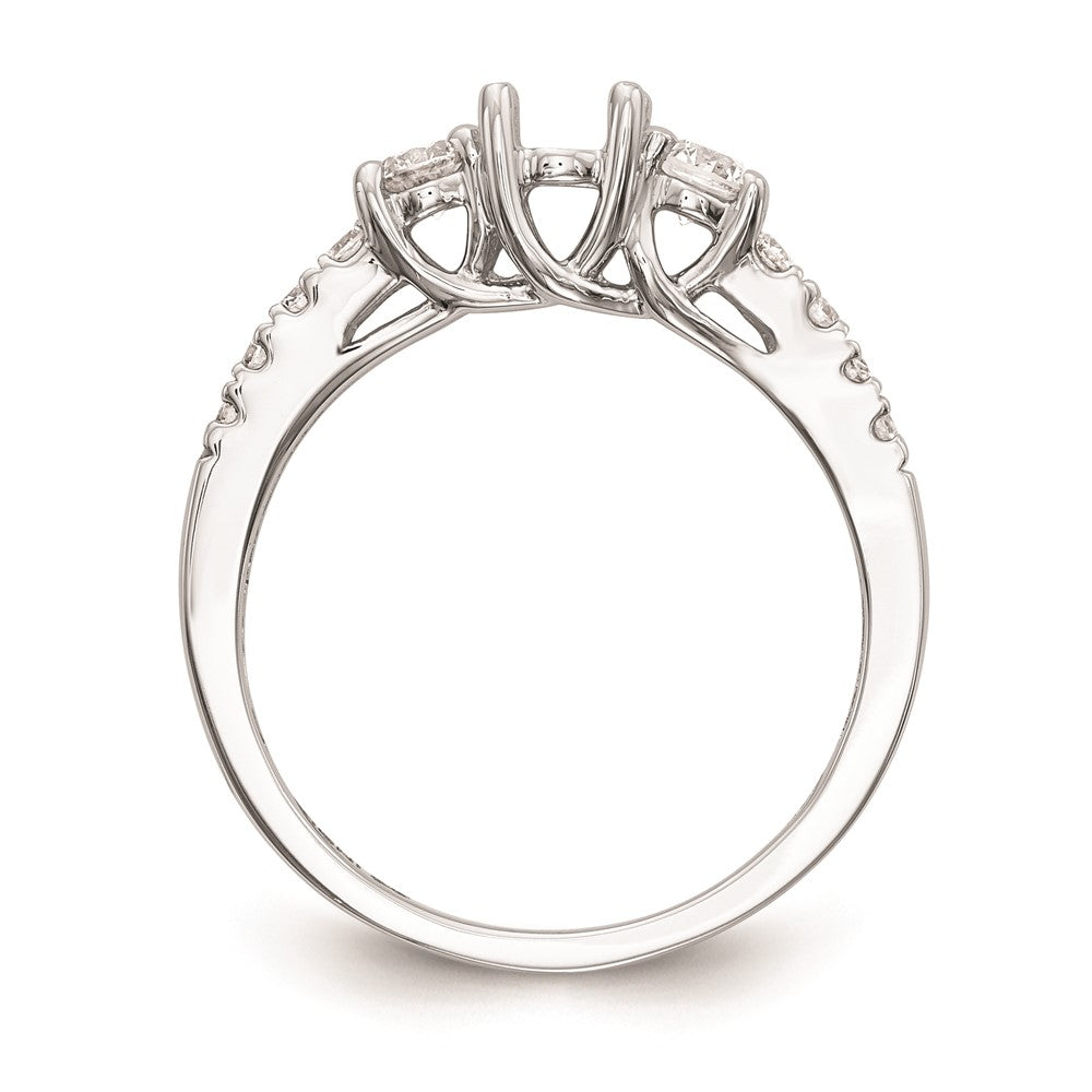 Buy Exclusive 14K White Gold 3-Stone Engagement Ring Setting - Stylish Design for 1/3 Carat Center