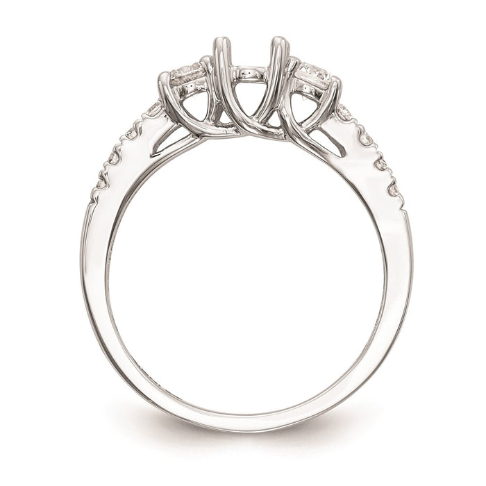 Buy Exclusive 14K White Gold 3-Stone Engagement Ring Setting - Stylish Design for 1/3 Carat Center-2