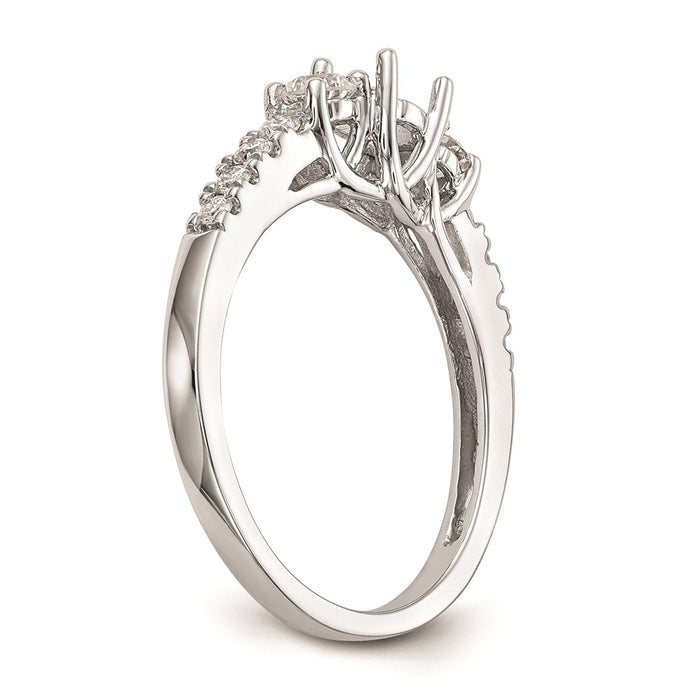Buy Exclusive 14K White Gold 3-Stone Engagement Ring Setting - Stylish Design for 1/3 Carat Center-6