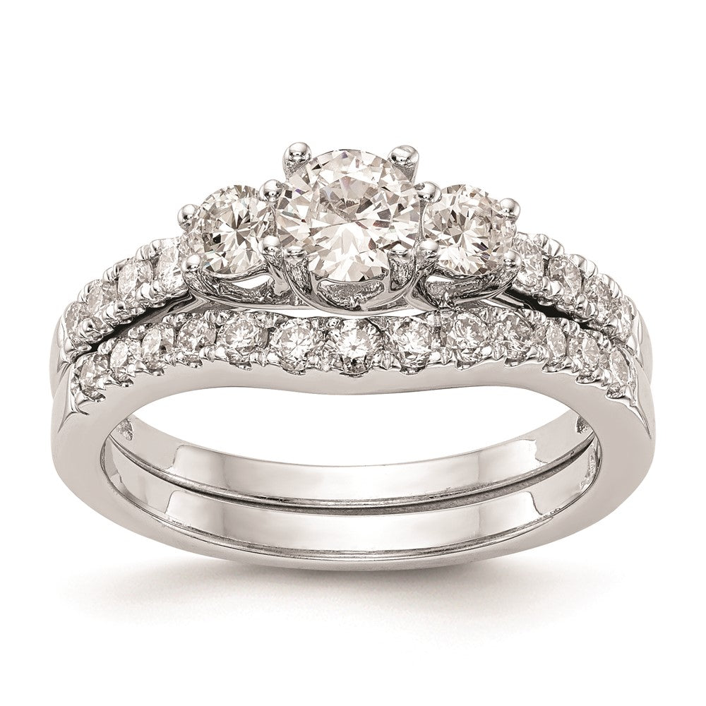 Buy Exclusive 14K White Gold 3-Stone Engagement Ring Setting - Stylish Design for 1/3 Carat Center